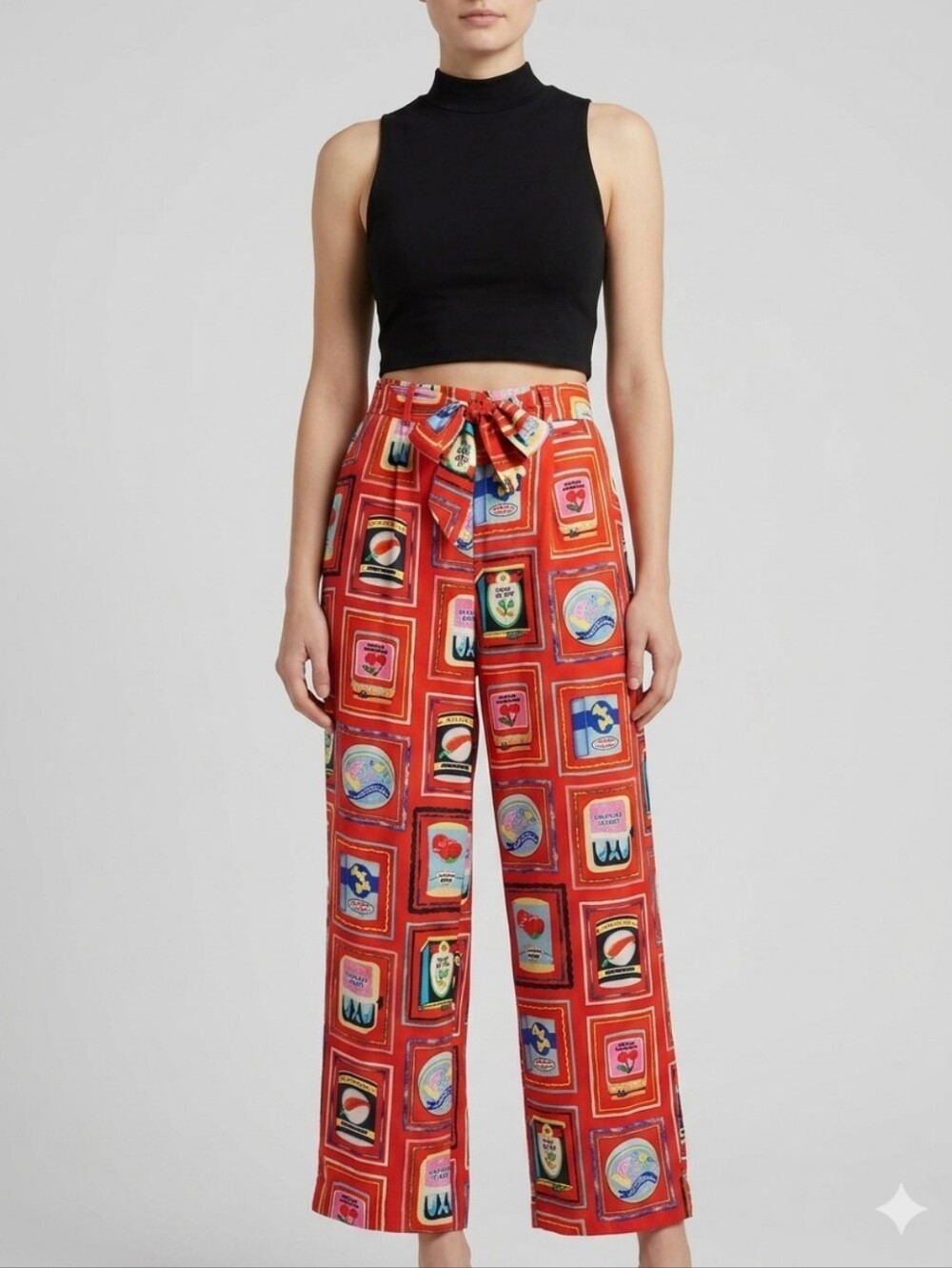 Haver & Blair Pull On Wide Leg Crop In Italian Grocery Print, BNWT, Sz S